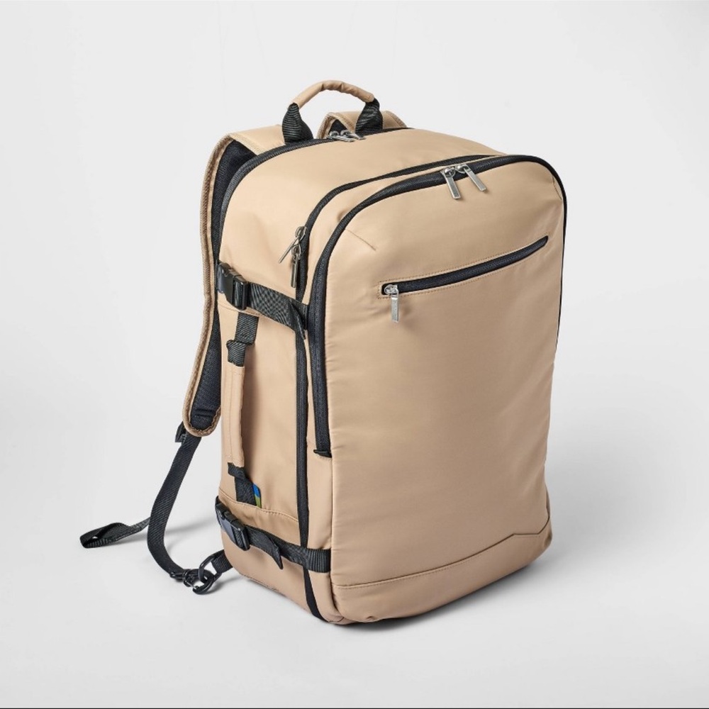 35L Travel Backpack Beige - Open Story™:
College Book Bag, 17" Laptop Ready